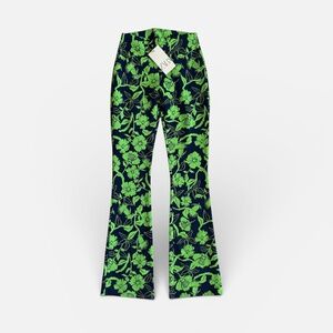ZARA Jacquard High Rise Flare Pants Size S Floral NWT